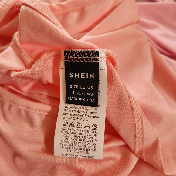New Shein pink sleeveless ruched dress with shrug size L - Picture 8 of 10
